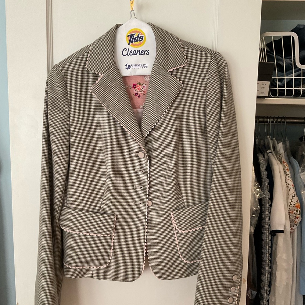 Rebecca Taylor Gray Blazer with Pink Trim